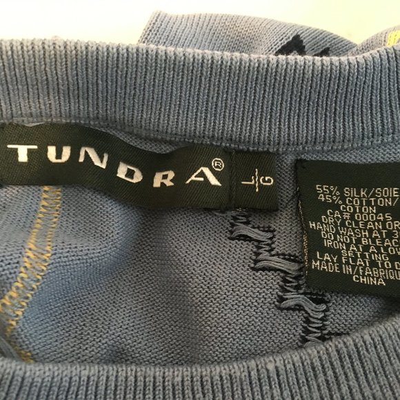 Vintage Tundra Men L 90’s Oversized Knit Sweater Hipster Dad Cosby Silk Zig Zag - Picture 6 of 15